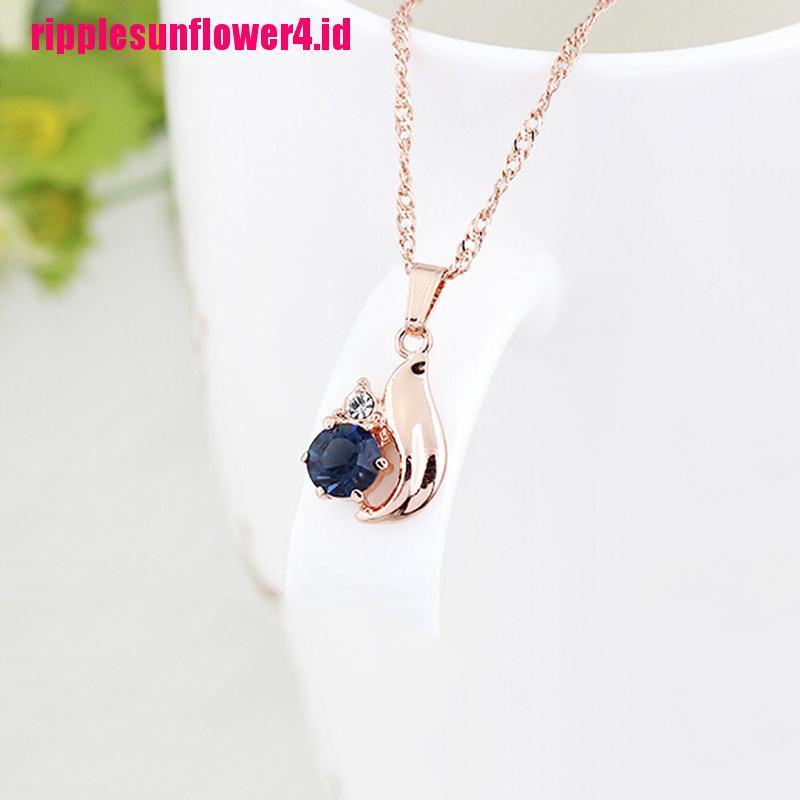 Set Perhiasan Wanita,Kalung Rantai Liontin + Anting Tusuk + Cincin Lapis Emas