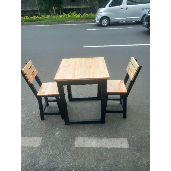 Meja kursi cafe kayu jati Belanda 1meja 2kursi