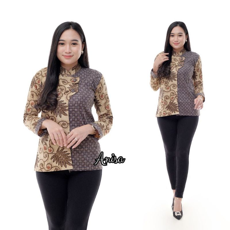 tey-17 Batik wanita ASJ SA HRB026 Kenongo Kemeja Tosca Pendek-PAKIS TR