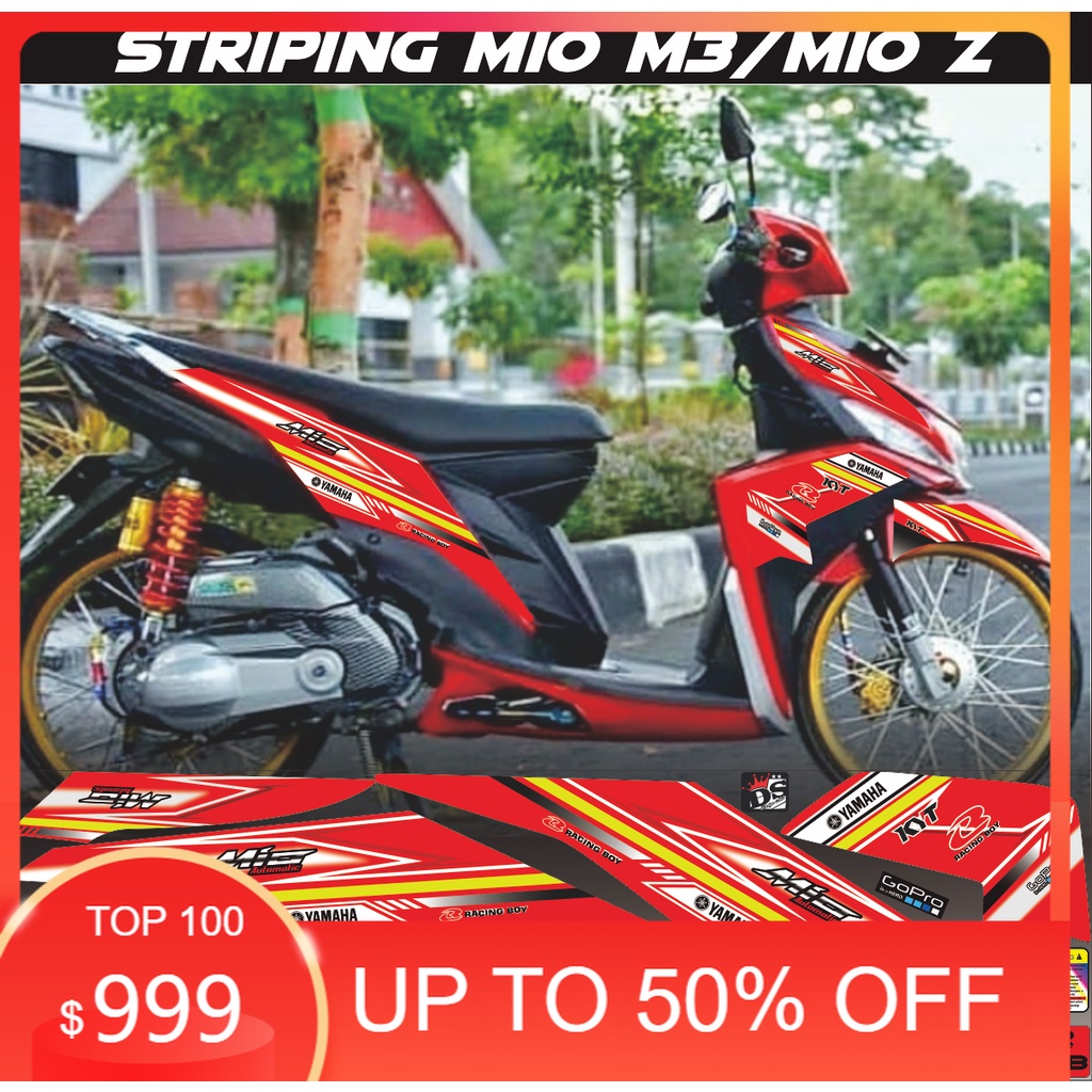 cod/sticker/ STRIPING MIO M3/MIO Z VARIASI SIMPLE WARNA MERAH KUNING RACING