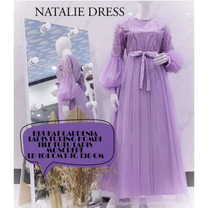 MAXY NATALIE MUTIARA, BRUKAT TILE FURING, MAXY DRESS