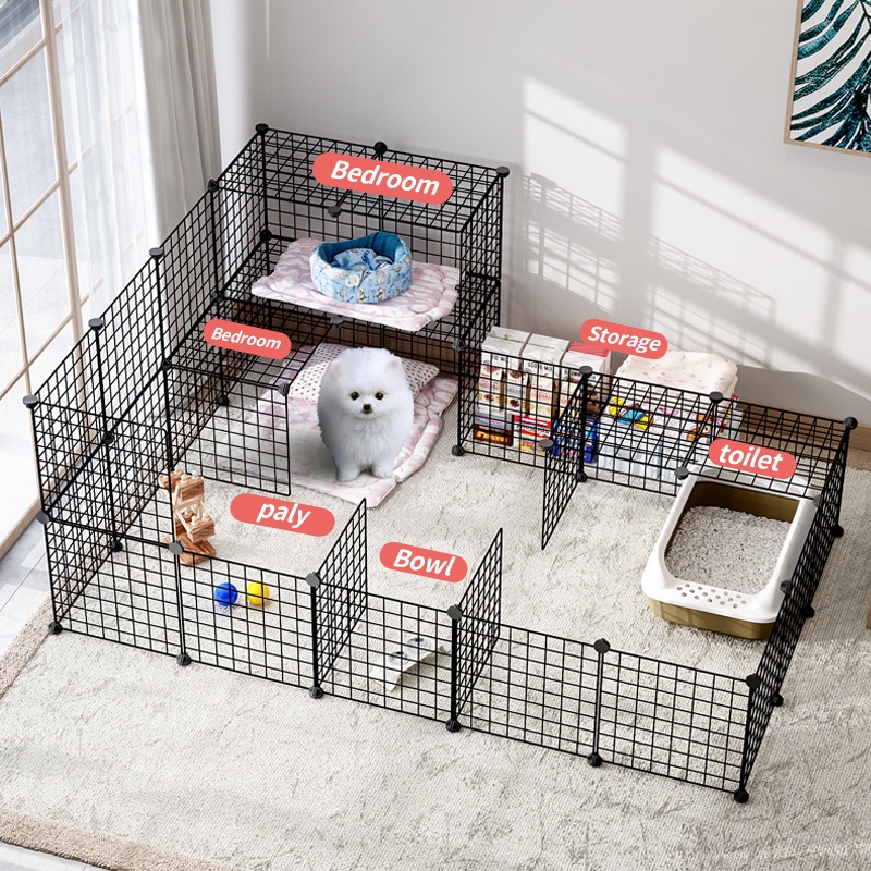Kandang Hewan Peliharaan / Kandang Anjing / Kandang Kucing / Kandang Hamster Burung Pagar Besi DIY-7