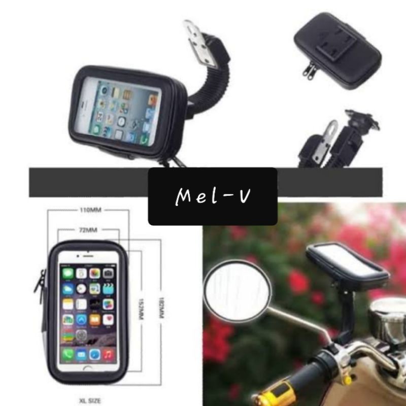 Holder Hp Motor Sepeda waterproof Anti air / Flezibel holder Share: Waterproof Holder Motor  / SPION Ukuran Hp Sampai 6.3 Inch Gojek Grab NEW