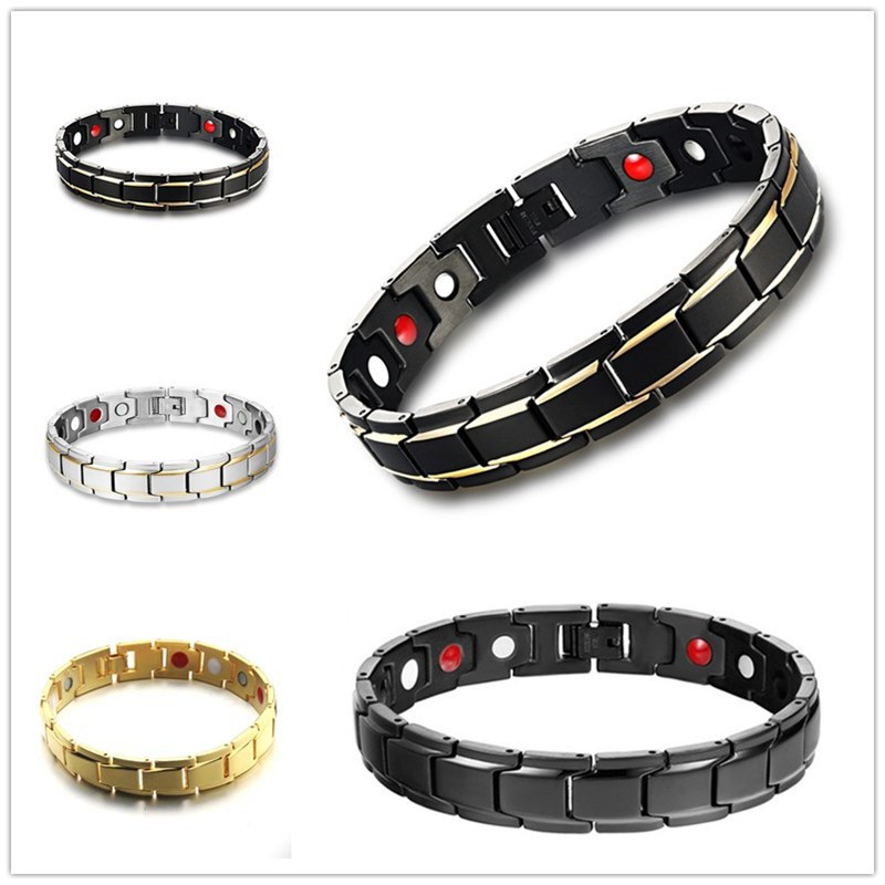 Aksesoris Fashion Pria: Gelang Kesehatan Pria Bahan Titanium Magnetic Bio Magnetik Anti-Letih