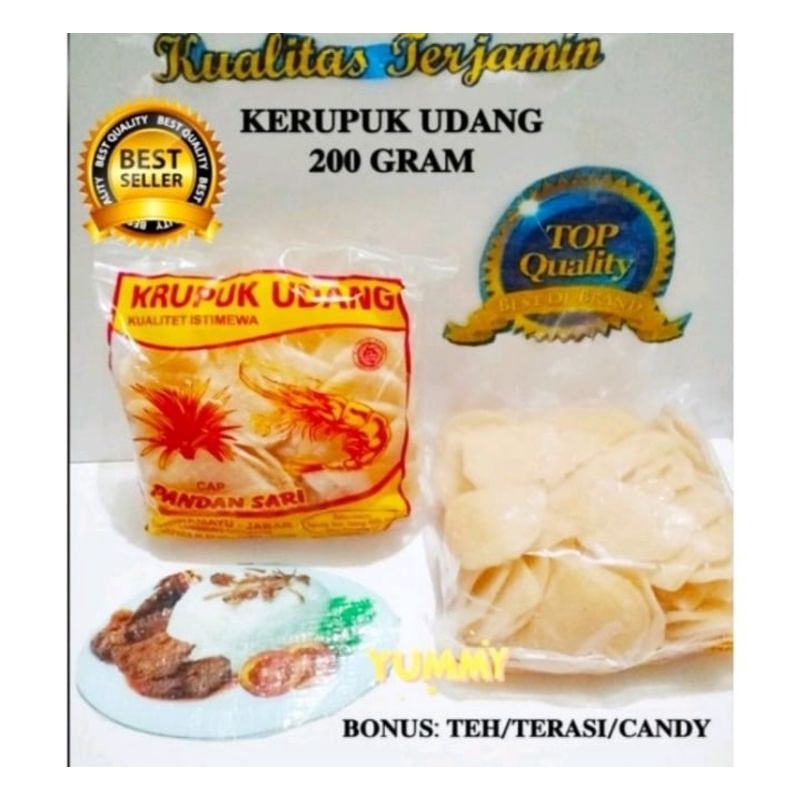 

KERUPUK udang ikan bawang+K kentang MURAH 150 GR-200 GR BONUS TEH/TERASI/CANDY