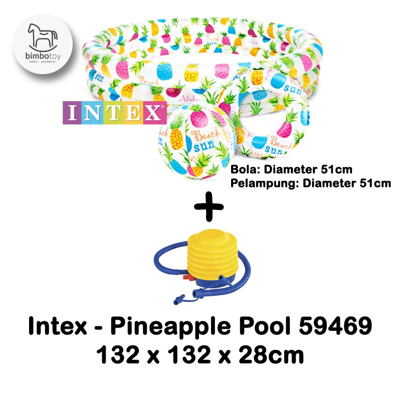 Bimbozone - Kolam Mandi Bola INTEX Pineapple Pool 59469 - Kolam Renang Anak Set + Pelampung + Bola