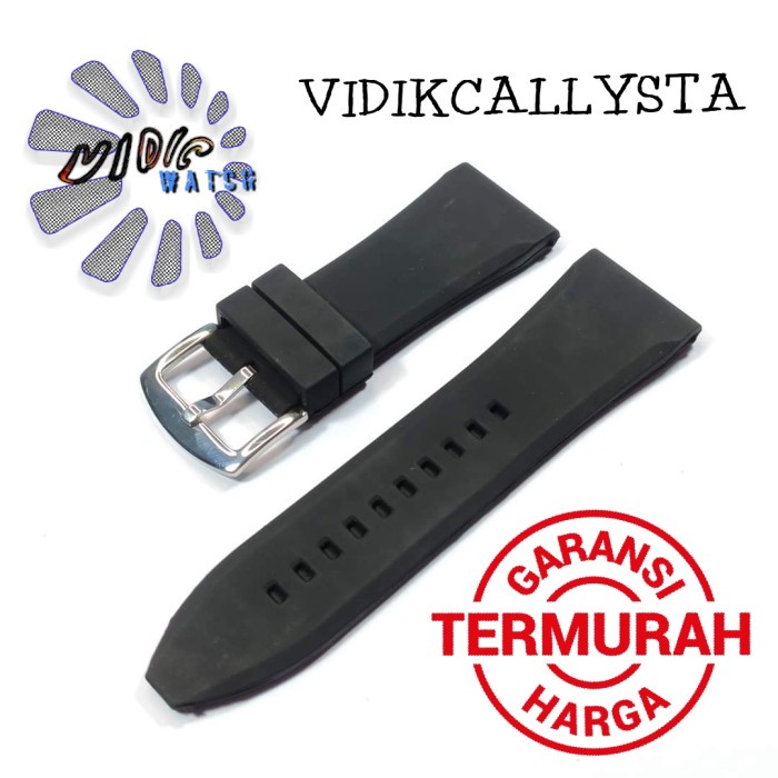 STRAP SILICONE RUBBER TALI JAM TANGAN ASLI 28MM 30MM BAGUS HITAM 28 30 MM