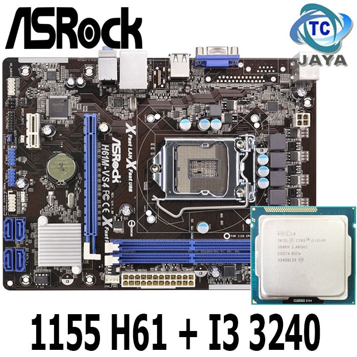 MOTHERBOARD LGA 1155 H61 Asrock Plus Processor Core i3 3240