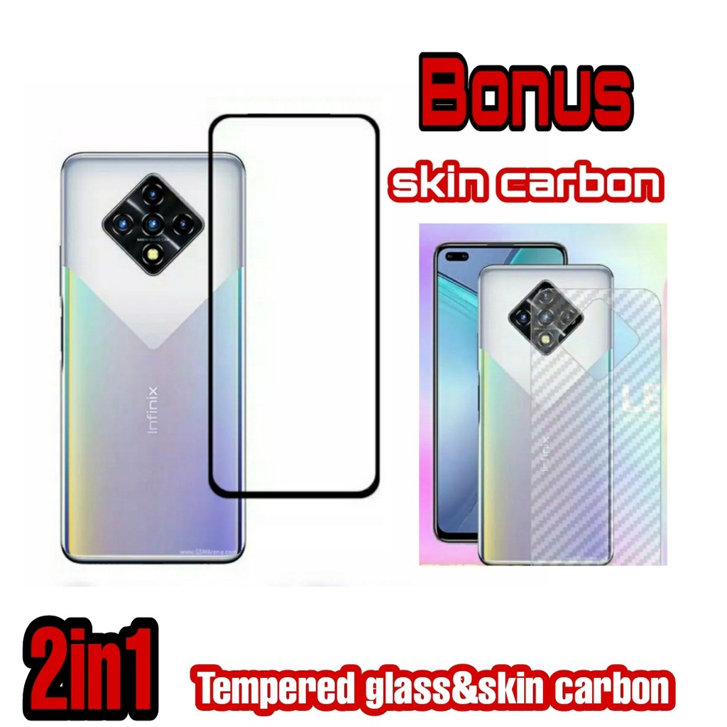 2IN1 Tempered Glass INFINIX ZERO 8 Anti Gores Kaca Full Layar Premium Quality FREE Garskin