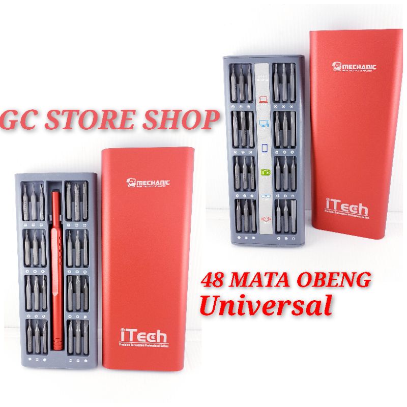 OBENG SET ALUMINIUM BOX MAGNET 48 IN 1 HANDPHONE KOMPUTER