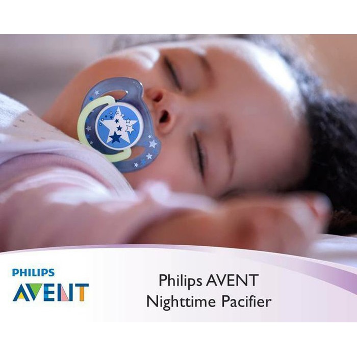 Dot Empeng Ortodontik Soother Philips AVENT Pacifier Free Flow Night Time Translucent 0-6m 6-18m