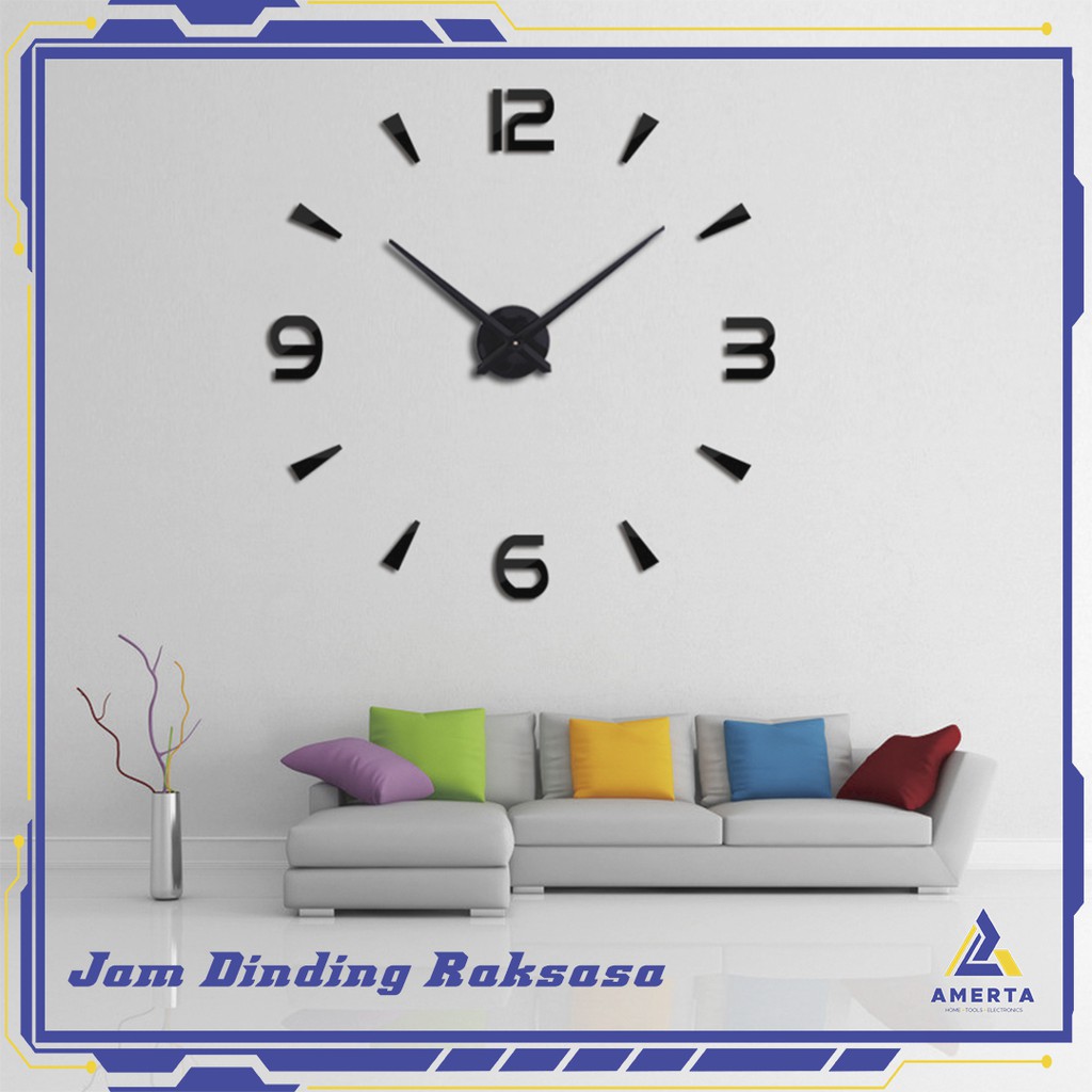 Jam Dinding Besar DIY Giant Wall Clock Quartz Creative Design 80-130cm - Black