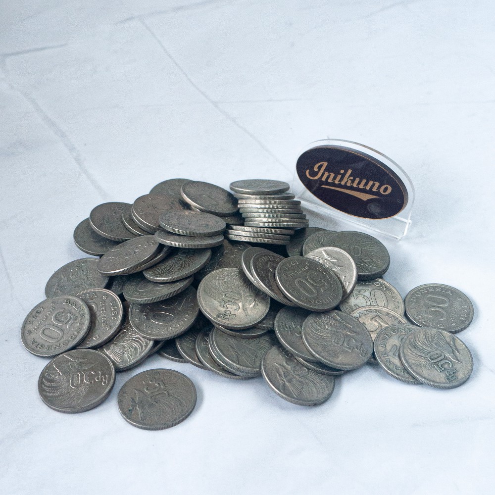Uang kuno 50 rupiah tahun 1971 retro lawas logam cendrawasih