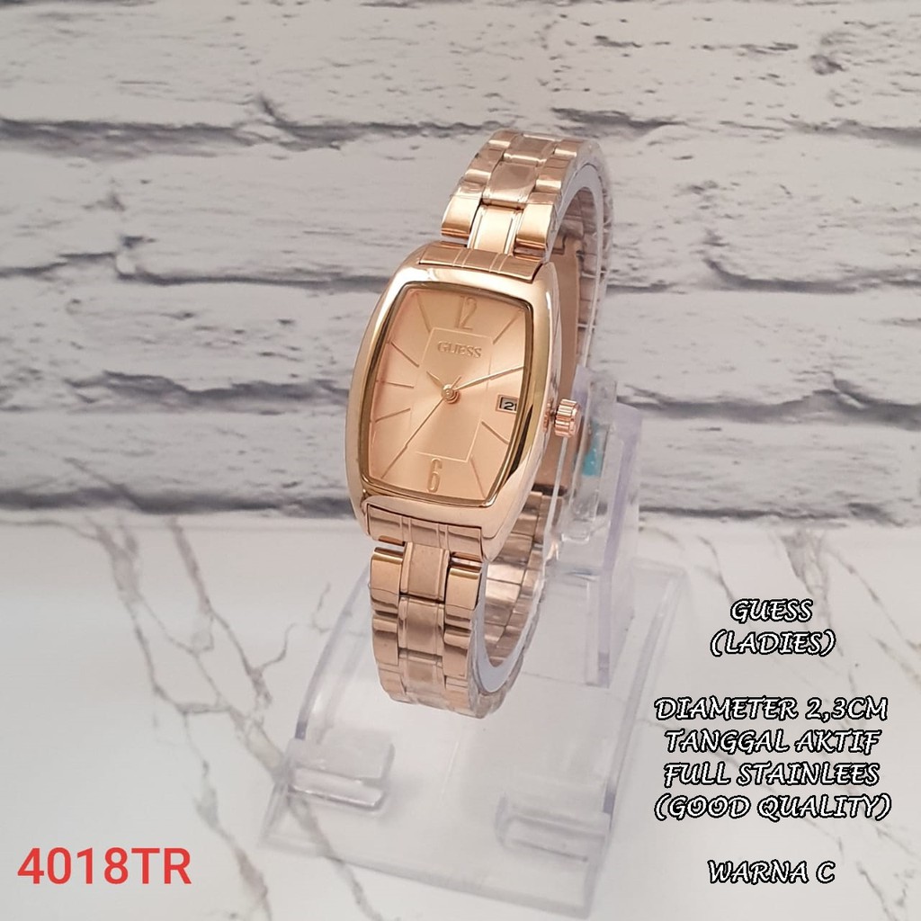 JAM TANGAN WANITA GUESS RANTAI BODY CAPSUL OVAL GS-002 KNOP GERIGI TANGGAL AKTIF