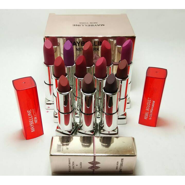 1box12pcs lipstik maybelline new york rebel matte