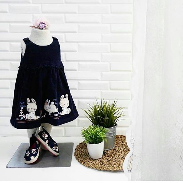 Baju bayi perempuan/dress bayi/dress kodorai catell love navy blue sz 6,9,12,18 & 24m