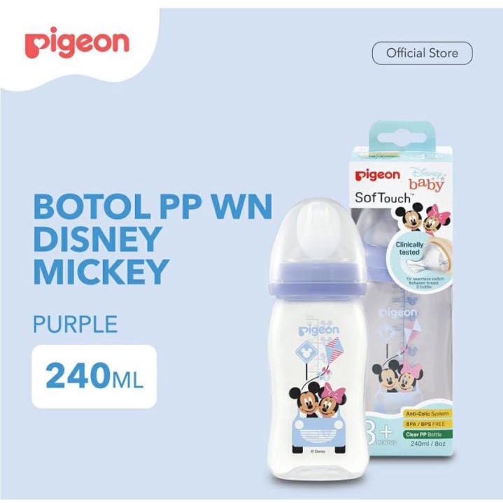 Pigeon BOTOL PP Clear Wide Neck Disney Mickey 160/240 ML / BOTOL SUSU DISNEY / MICKEY