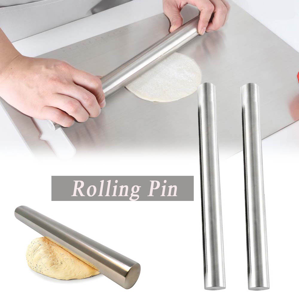 Rebuy Rolling Pin Adonan Pizza / Pastry / Pie Universal Praktis Bahan Stainless Steel