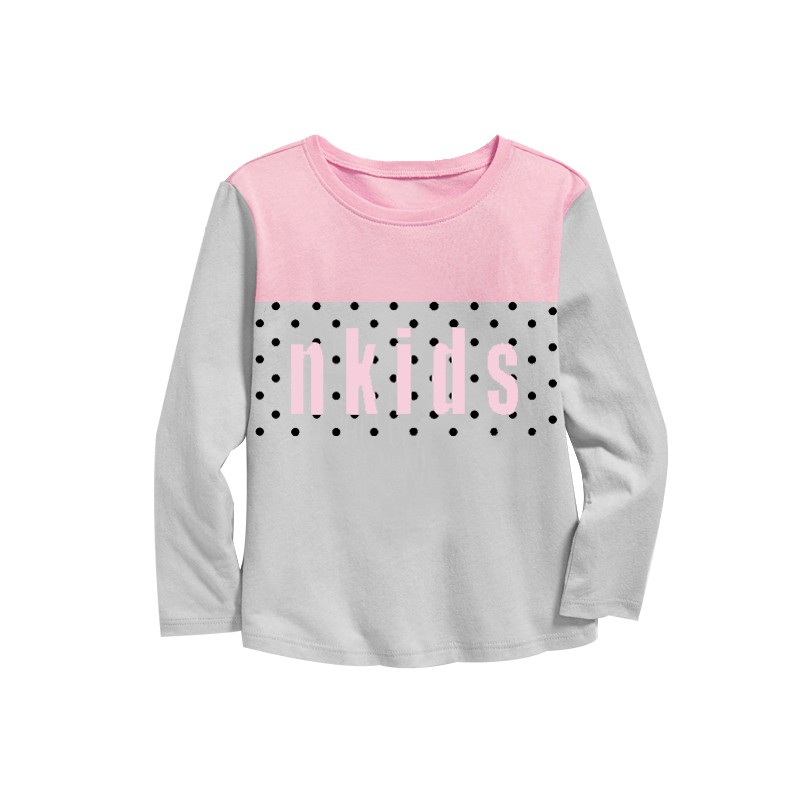 Kaos Anak Perempuan Lengan Panjang Lucu NKIDS Pink Colorblock