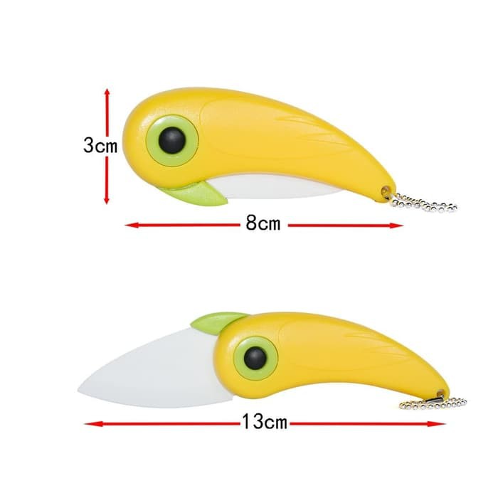 Pisau Lipat Keramik BURUNG Pisau Sayur Pisau Buah Souvenir Gantungan