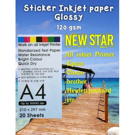 

Segera Beli Glossy sticker paper kertas stiker photo inkjet A 4 120 gsm isi 20 lembar Berkualitas