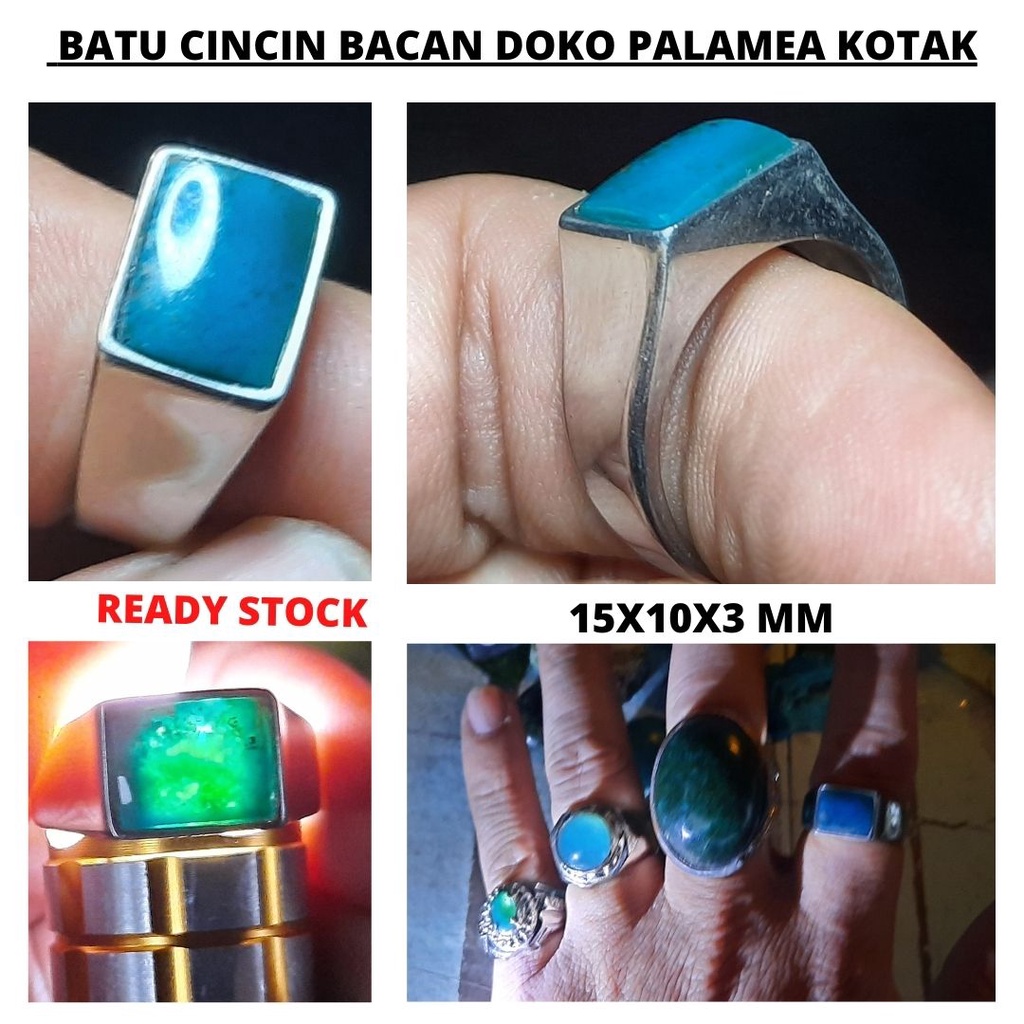 Batu Permata Cincin Bacan Doko Palamea Asli Kristal 100% Original Chalcedony Chrysocolla 101114