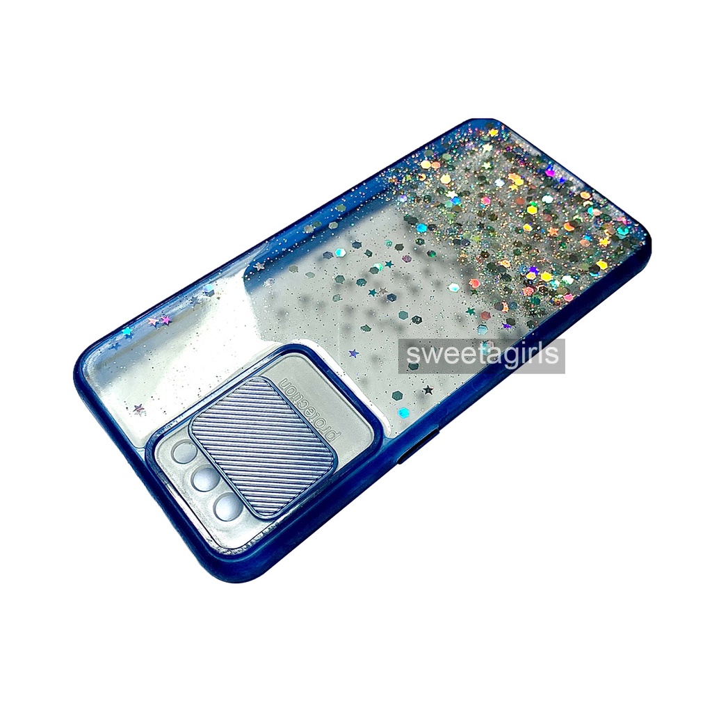 Case Glitter Slide Case Protection untuk Oppo A3s atau Realme C1 ( sama ukuran ) - sweetacase.id - Casing Model Kamera Bisa Buka Tutup -  Kesing Hp Model Glitter - Kesing Berkilau - Camera Geser - Casing Oppo