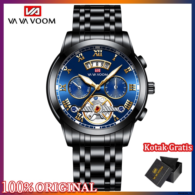 VAVA VOOM Jam Tangan Pria  Kronograf Luxury Sport Quartz Business Waterproof Casual Watch 2453