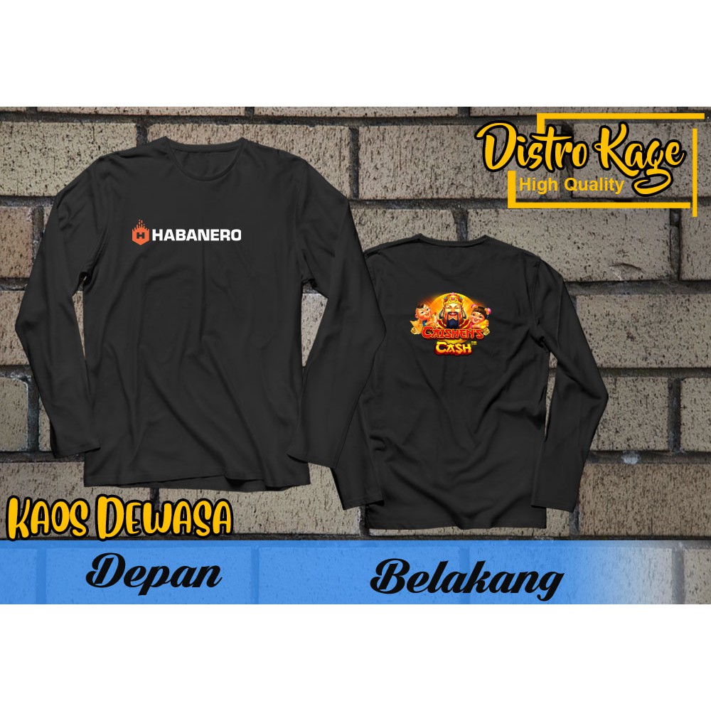 Baju Kaos Pria Db Game Slot Habanero Caishens Cash Lengan Panjang Ukuran Dewasa UnisexCotton Combed 