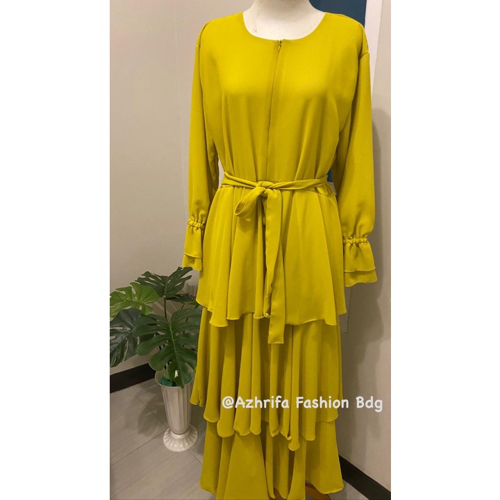 (Promo) Fashion Dress Muslim Wanita Gamis Kenza Long Dress Grosir Populer Muslimah-Lemon