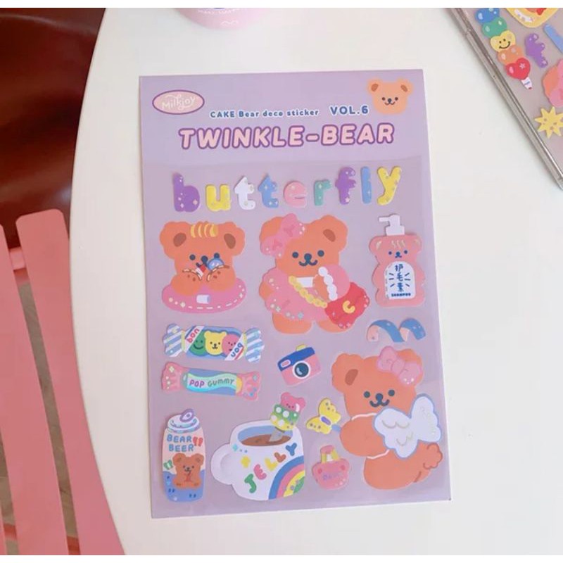 Twinkle-Bear - stiker dekorasi planner journal scrapbook - than air - stickers lucu [thehanscorner]-Butterfly