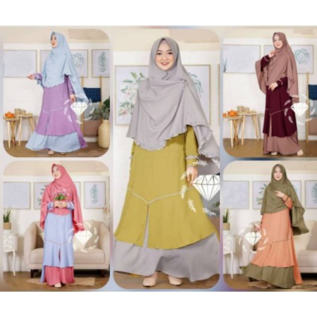 Baju Gamis Muslim Terbaru 2020 2021 Model Baju Pesta Wanita kekinian Bahan Moscrepe Kondangan remaja