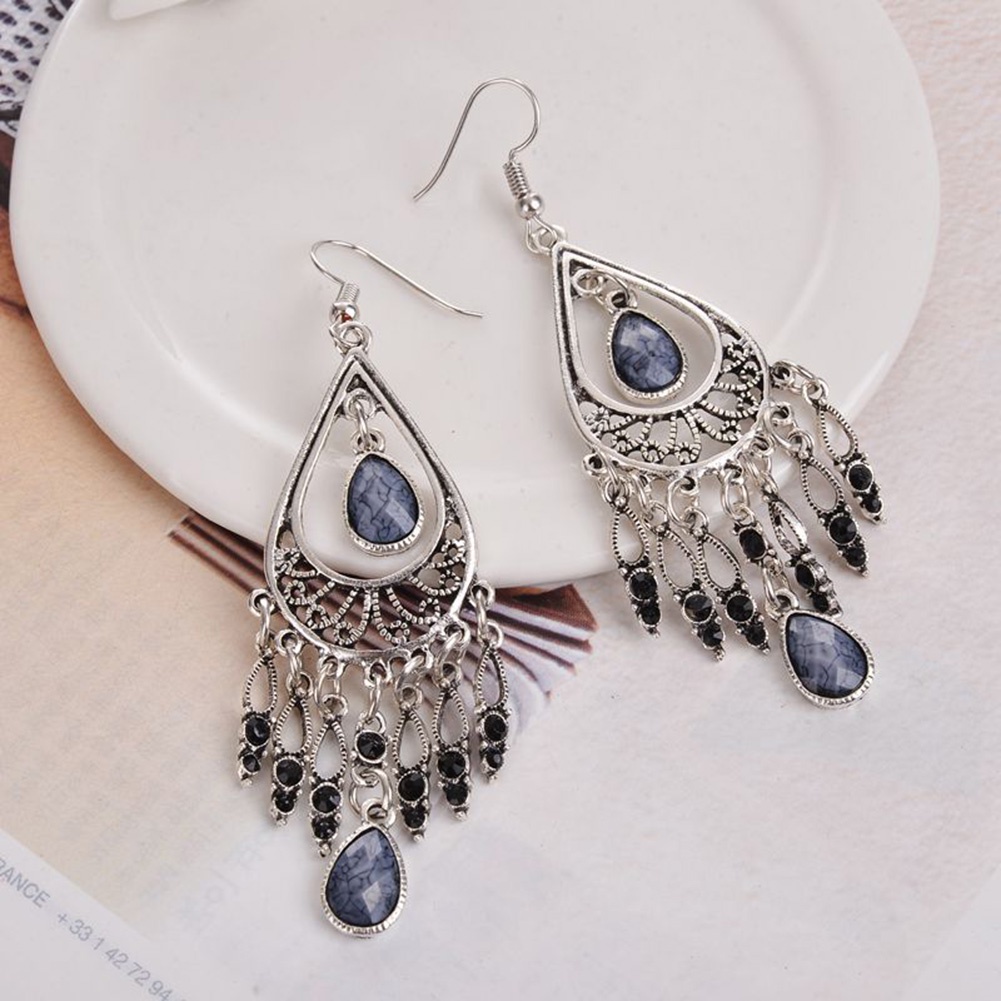 Hu Hu Hu Hu Hu Alat Bantu Pasang Kacamata♡ Anting Kait Gantung Wanita Desain Tetesan Air Hias Berlian Imitasirumbai Gaya Bohemian Untuk Hadiah