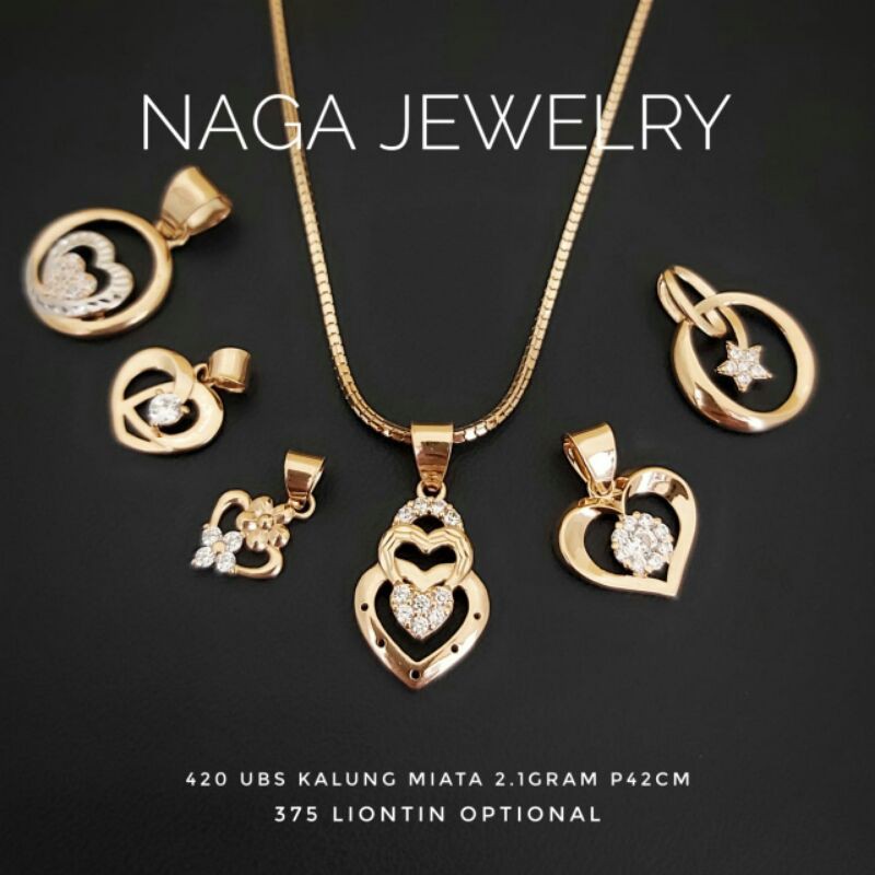 kalung variasi liontin bintang putih mata emas kadar 375&420