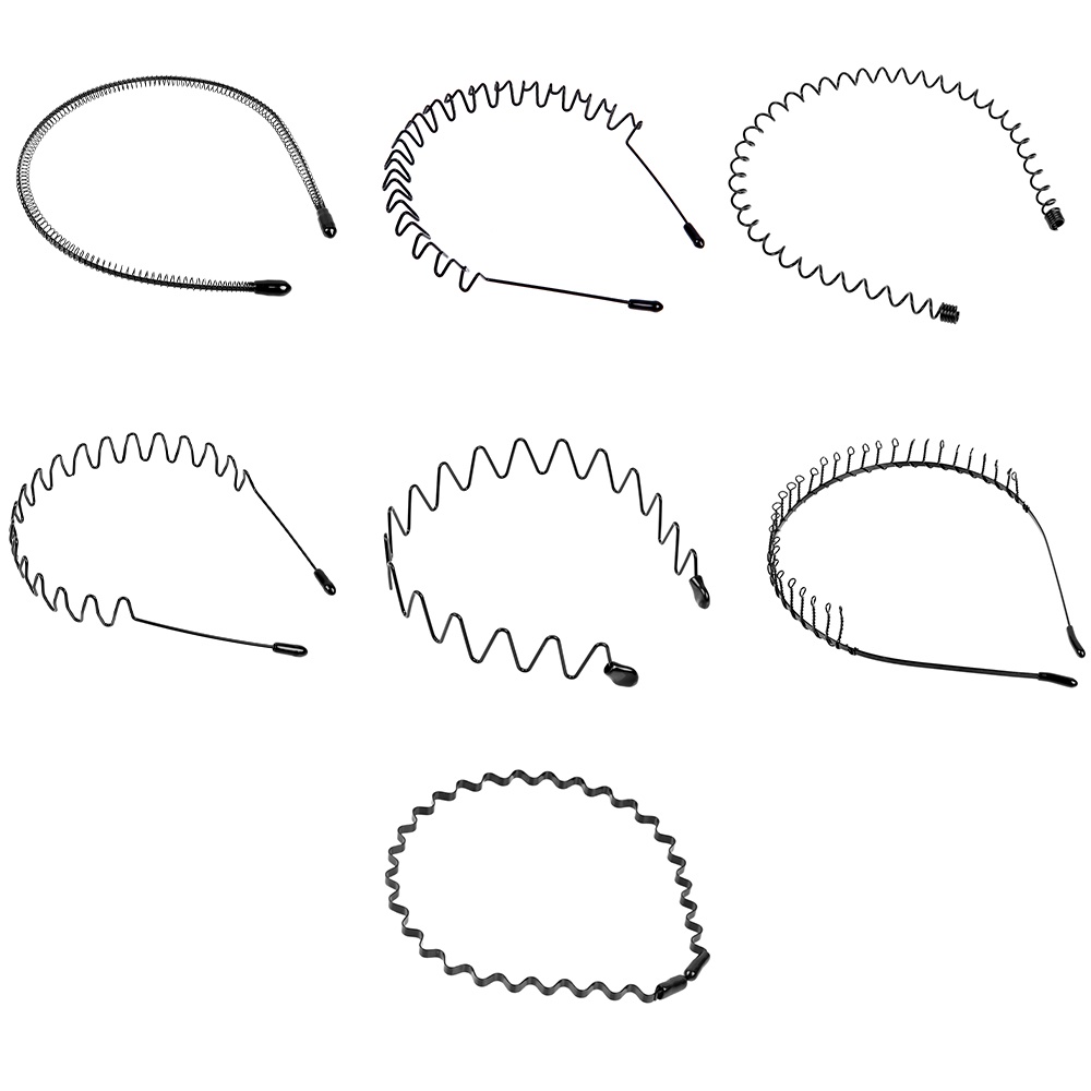 Metal Spring Wavy Hair Hoop / Simple Fashionable Headwear Accessories / Non-slip Black Men Women Sports Flexible Hair Band Accessories