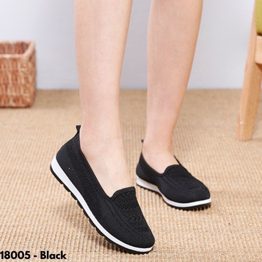 SEPATU PANSUS WANITA CASUAL PRAKTIS FLATSHOES KERJA HITAM PURPLE REMAJA DEWASA KEKINIAN IMPORT 18005