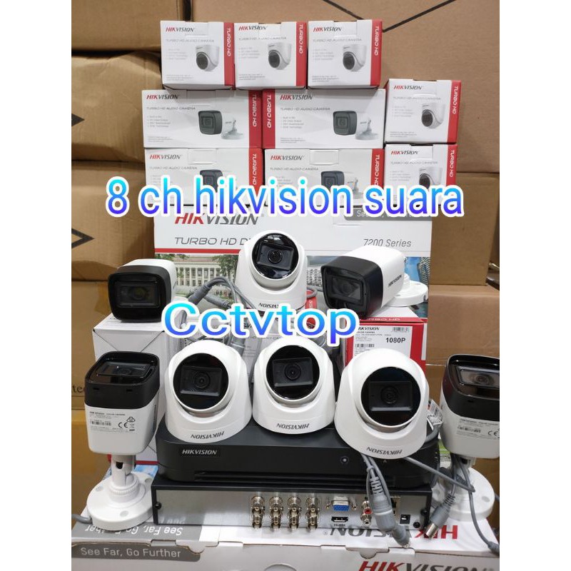 Paket cctv full set hikvision 8 chanel 2 megapixel  audio/ full hd 1080p