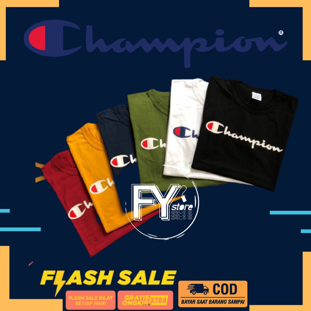 Kaos Champion Script Japan Market Or Europe Market  T-Shirt Champion Original Tagwash 3 Lembar Kaos 