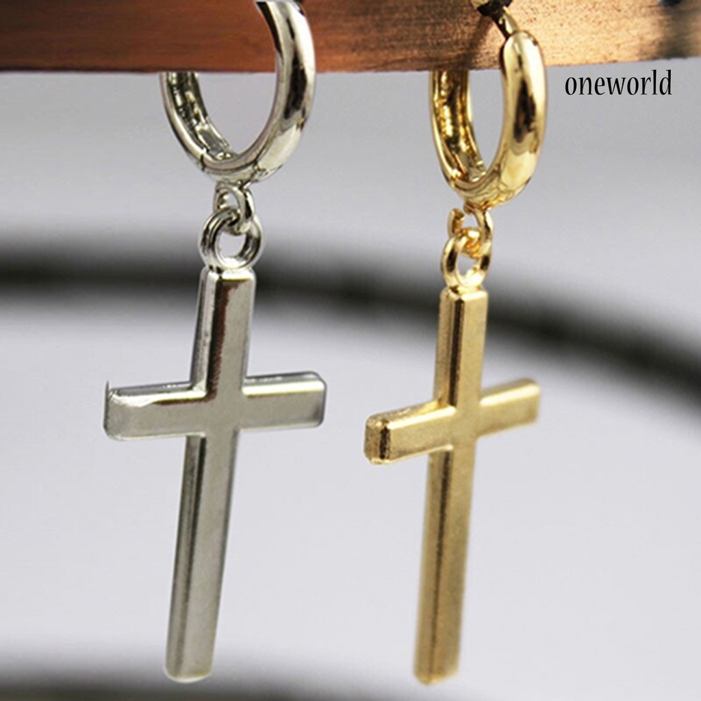 OW@ Earrings Exquisite Fadeless Alloy Smooth Surface Cross Shape Women Jewelry for Party