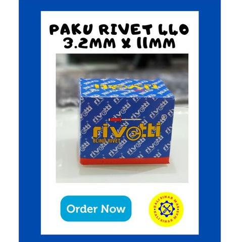 Baut Mur Pengencang 1 Kotak Paku Rivet Merk Rivetti 440 Ukuran 3.2Mm X 11Mm Isi 1000 Pcs