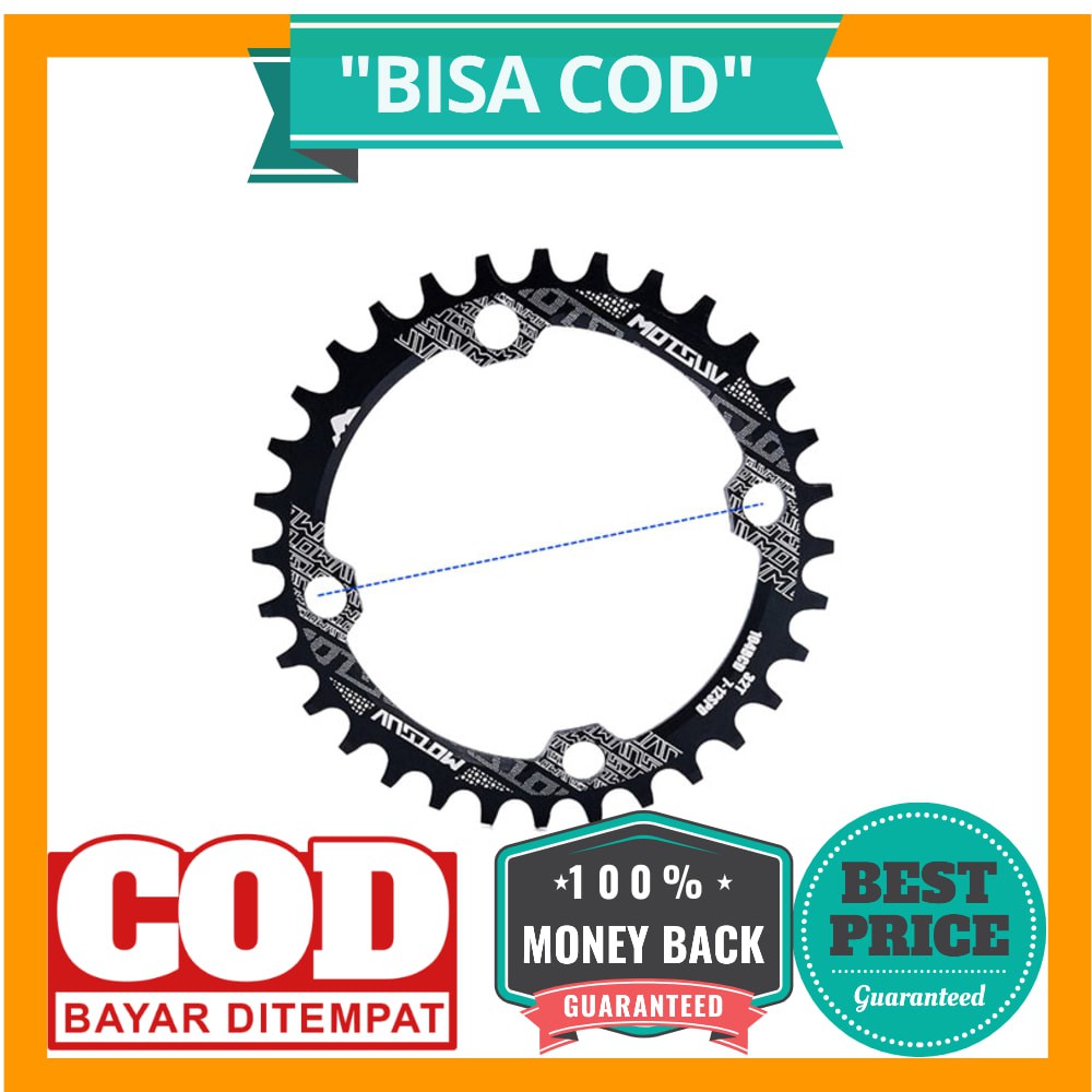 BISA COD MOTSUV Gigi Crankset Sprocket Sepeda Aluminium 104mm 34T - BCD104 - Black