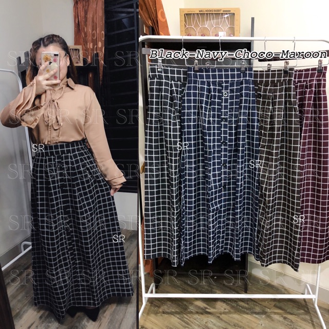 ‼️READY STOCK‼️ PREMIUM ROK KOREA PANJANG WANITA FASHION MOTIF TARTAN MUSLIMAH