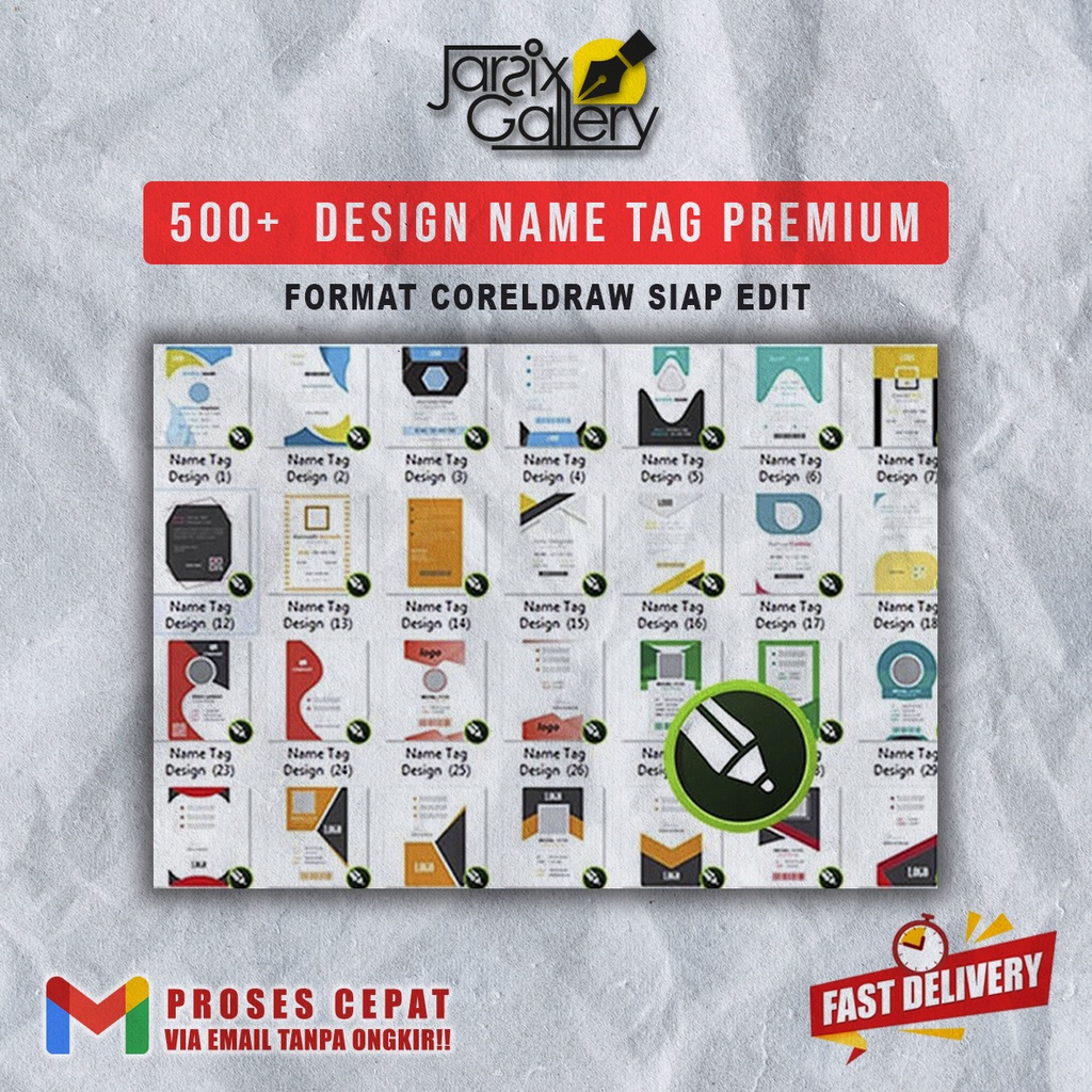 [CDR] 500+ Template Desain Name Tag Dada & ID Card Panitia - CorelDraw