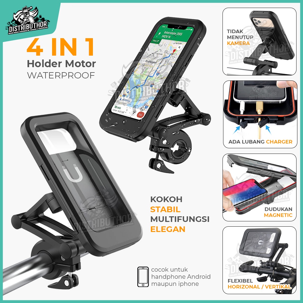 Jual Phone Holder Motor Waterproof Tempat dudukan Hp di stang Sepeda