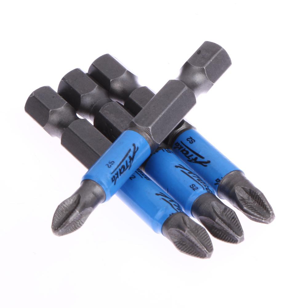 10Pcs Mata Obeng Elektrik Anti-Slip 1 / 4 Hex Shank Ph2 50mm