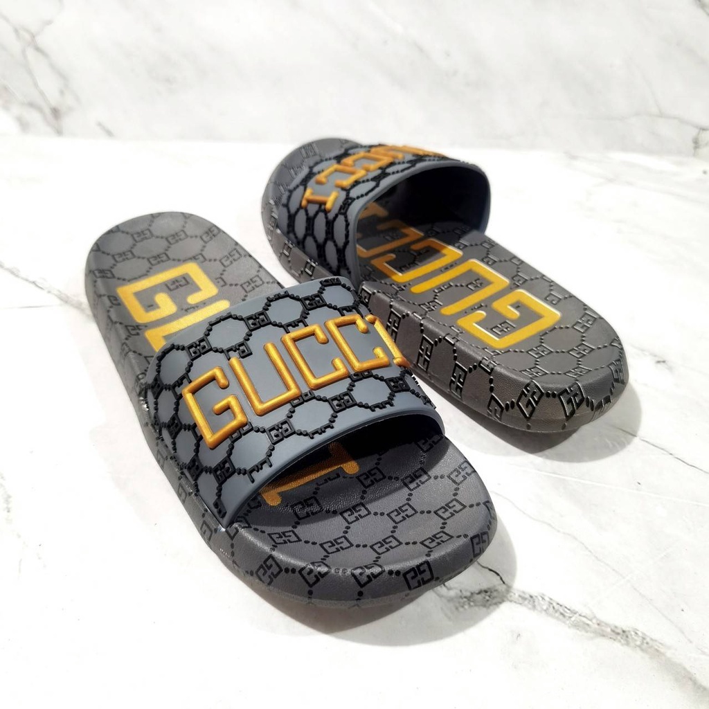 Sandal gucci import grade original full karet lentur/sendal slide cewek termurah anti slip slide spo