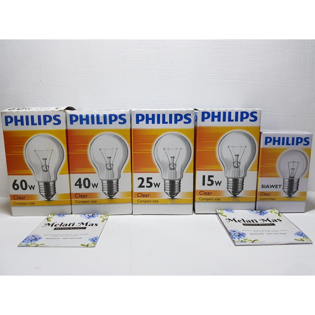 Lampu Bohlam Kuning Philips Siawet 5 (15 watt),15, 25, 40, 60 Watt