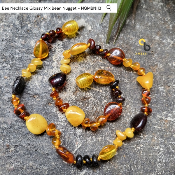 Kalung Amber Bayi &amp; Anak Glossy Mix Bean Nugget NGMBN113 By Amber Bee