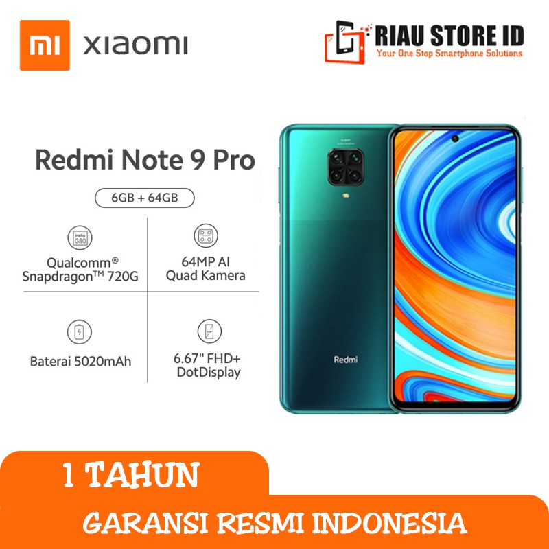 XIAOMI REDMI NOTE 9 PRO 4/64 GB GARANSI RESMI INDONESIA RAM 4GB ROM 64GB RAM 4 GB ROM 64 GB