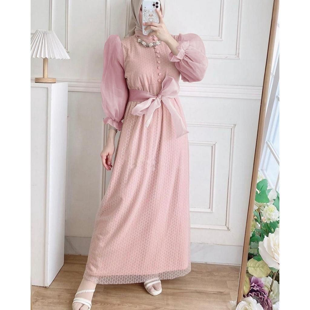 O2 Fashion / Maxi zenya / maxi brukat model terbaru dress muslim mewah